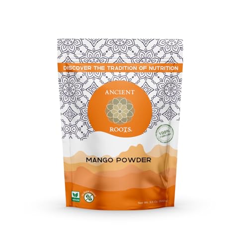 Ancient Roots Mango Fruit Powder - All-Natural Fruit Powder, Filled with Antioxidants, No Sugar Added, Indian Mango, Tropical Smoothie Mix - 3.5 ounces (25 Servings)