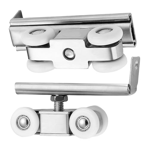 de polea de puerta corredera, polea de puerta corredera | 2 paquetes de poleas de rodamientos de bolas colgantes, accesorios de paja para renovación doméstica silenciosa para divisores de