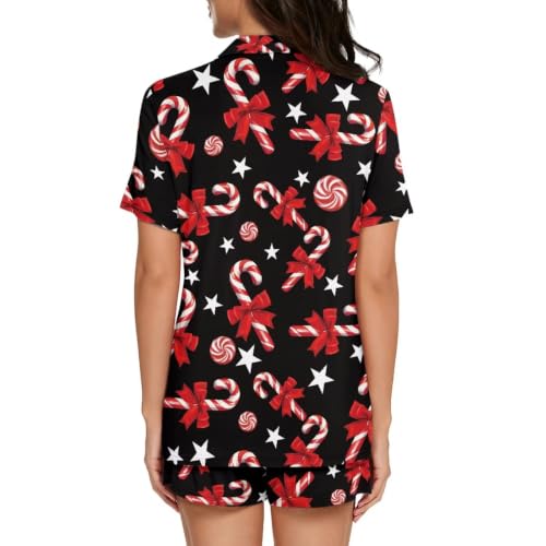 Image of Women's Short Sleeve Sleepwear Pajamas Nightwear with Pockets | skin-friendly breathable material resists pilling fading and deformation after repeated washing