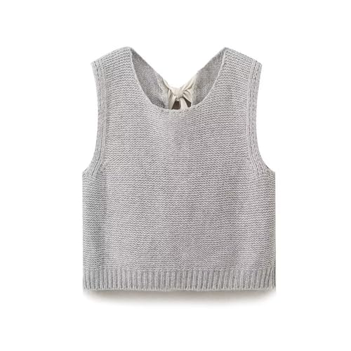 Image of Yuemengxuan Sweater Vest for Women Fall Knit Crop Cardigan Vest Bow Tie Back Sweater Vest Tank Tops Streetwear