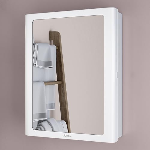 Plantex Bathroom Cabinet with Mirror/ABS Bathroom Storage Cabinet/Mirror Cabinet for Wall/Mirror with Storage for Bathroom(14x18 Inch, White)