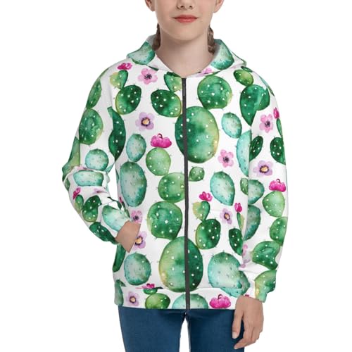 Cactus Plants Kid Hoodies Boys Zip Up Sweatshirts Girls Pullover with Pocket3