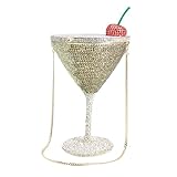 GBWYI Women Goblet Cherry Crystal Evening Clutch Martini Shaped Rhinestone Purse Funny Diamond Cocktail Cup Bag for wedding Gold