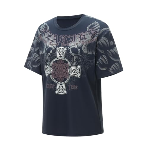 Y2K Grunge Graphic Tees for Teens Girl Vintage Fairy Grunge Emo Goth Short Sleeve Baggy T-Shirt Going Out Streetwear