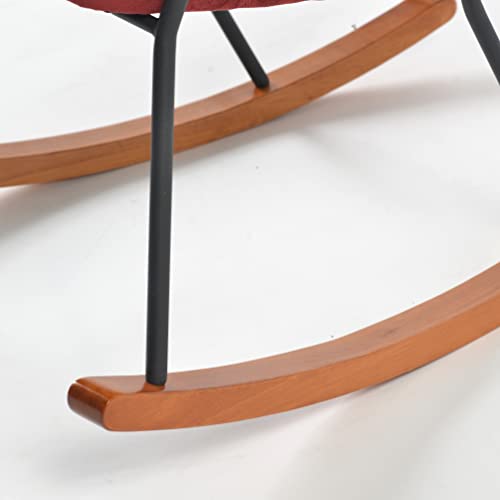 Katorn Rocking Chair For Nursery Rocking Chair With Cushion Rocking Chair Comfortable Wingback Glider Rocking Chair With Safety Solid Wood Base For Living Room Bedroom Balcony (Natural Cherry) #TOP4