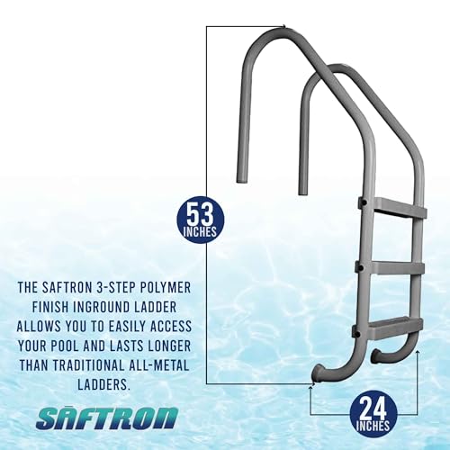 Escalera de piscina de 3 peldaños SAFTRON metálica con recubrimiento de polímero miniatura 7