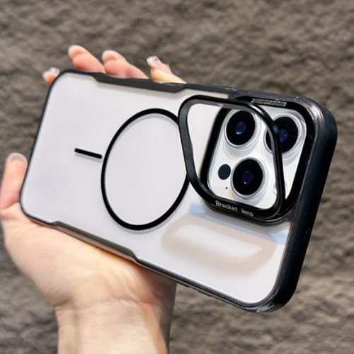 Coque acrylique antichoc iPhone 14 Pro avec pare-chocs noir et bague magnétique