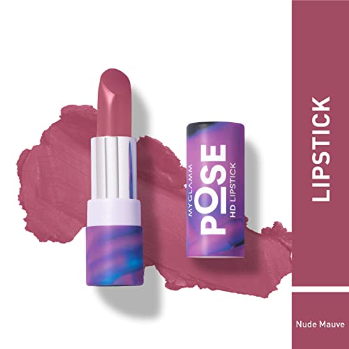 Image of MyGlamm POSE HD Lipstick-Nude Mauve (Pink)-4 gm | Matte Lipstick | Enriched with Moringa oil & Vitamin E | Long-lasting & Moisturising