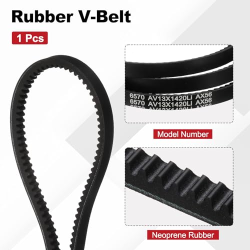 Image of AX56 Belt, Raw Edge Cogged Industrial Rubber EPDM V-Belt, Pack of 1 | 1 /2 inch(13mm) Width x 56 inch(1420mm) Inside Circumference x 5 /16 inch(8mm) Height