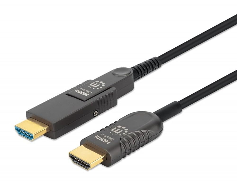 Manhattan Aktives Optisches High Speed HdmI-Glasfaserkabel Mit Abnehmbarem Stecker 4k@60hz Uhd, HdmI-Stecker Auf MicrO-HdmI-Stecker (typ D) Und Abneh