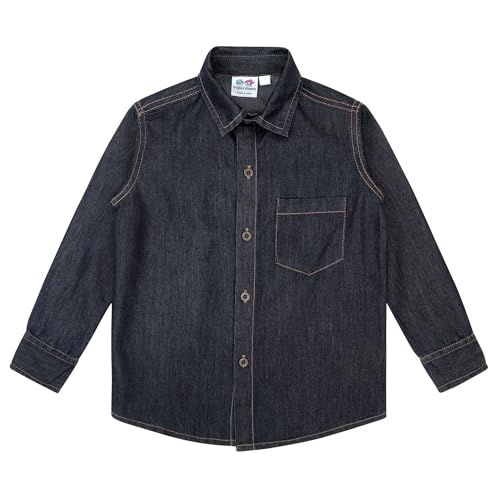 Image of superminis Boy's Full Sleeves Denim Relaxed Fit Shirt With Collared Neck