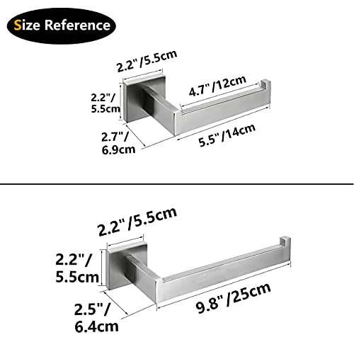 Brushed Nickel Bathroom Hardware Set 2 Pieces Sus304 Stainless Steel Square Wall Mounted Set Including Towel Bar,Toilet Paper Holder, Bathroom Accessories Kit #TOP6