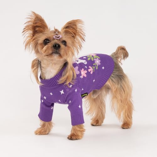 Image of Fitwarm Adorable Unicorn Dog Sweater, Thermal Dog Winter Clothes for Small Dogs Girl, Pet Outfit, Purple, Pink, White, XS