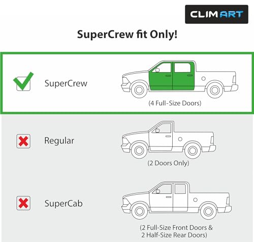Image of CLIM ART in-Channel Incredibly Durable Rain Guards for Ford F150 2009-2014 SuperCrew, Original Window Deflectors, Vent Window Visors, Vent Deflector, 4 pcs. - 609029