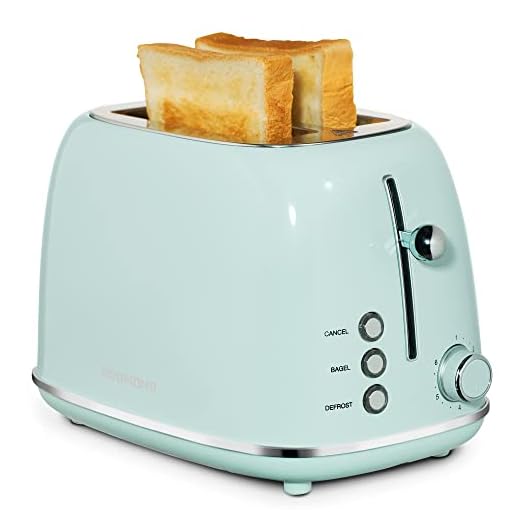 REDMOND 2 Slice Toaster Retro Stainless Steel Toaster with Bagel, Cancel, Defrost Function and 6 Bread Shade Settings Bread Toaster, Extra Wide Slot and Removable Crumb Tray, Mint Green, ST028