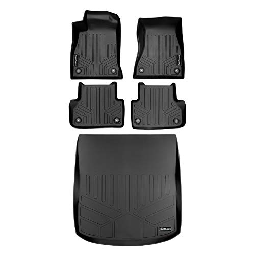 SMARTLINER Custom Fit Floor Mats 2 Rows and Cargo Liner Behind 2nd Row Black for 2018-2022 Audi A5 / S5 (Sedan or Sportback)