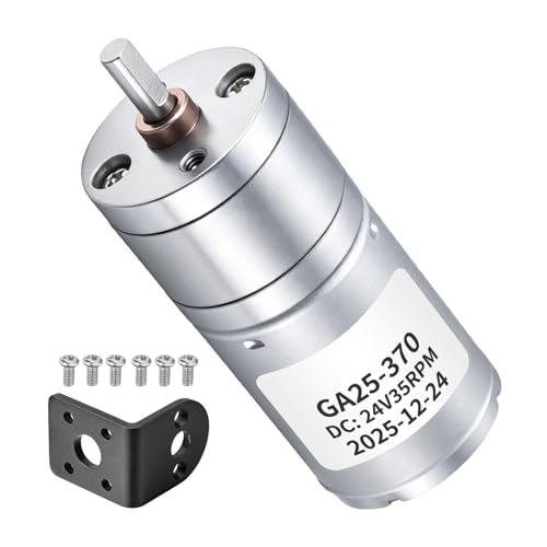 MECCANIXITY DC 24V 1360RPM Gear Motor High with Bracket, Torque Micro Speed Reduction Centric Output Shaft Geared 25mm Diameter Electric Motor for DIY Electric Drill, Automatic Doors, Toy Car