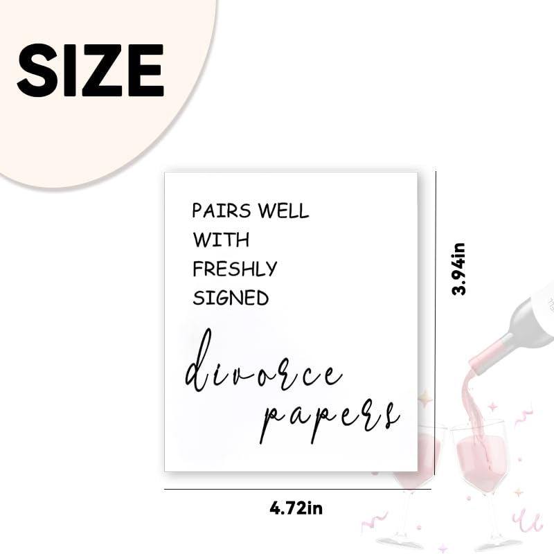 Sisadodo Happy Divorce Gifts for Women Men Congratulations New Beginnings Gift for Friends Bestie Breakup Gifts for Her Him Wine Bottle Stickers Lables for Divorce Party Decorations 4PCS - Image 2