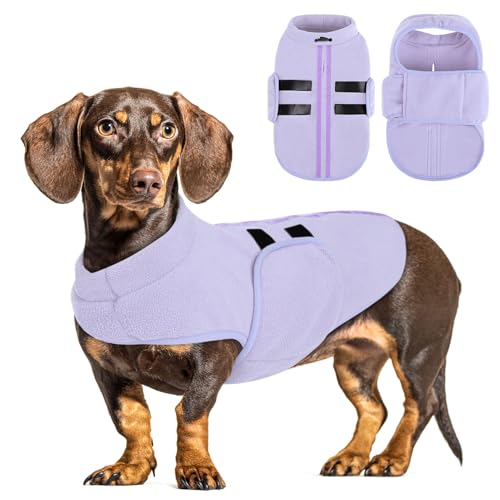 Image of Queenmore Small Dog Sweater,Fleece Dachshund Sweater Jacket with Leash Hole