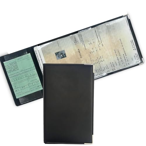 kinoco Pochette Carte Grise (Lot de 1) - Étui Rigide Anti-Déchirure pour Assurance Auto/Documents Voiture - Conforme Norme NF Couleur Noir