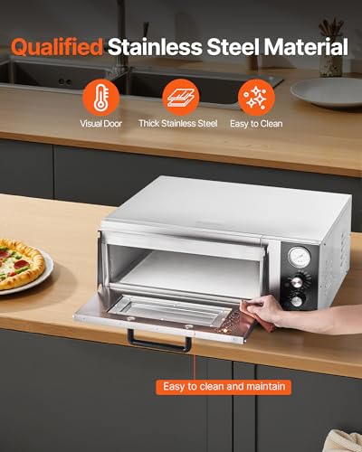 VEVOR Electric Pizza Oven, 18-Inch Commercial Pizza Ovens, 842°F Max Temp, 1740W Large Pizza Oven Countertop with Temp & Time Control, Built in Thermometer Indoor Pizza Maker for Restaurant Home Use - Image 6