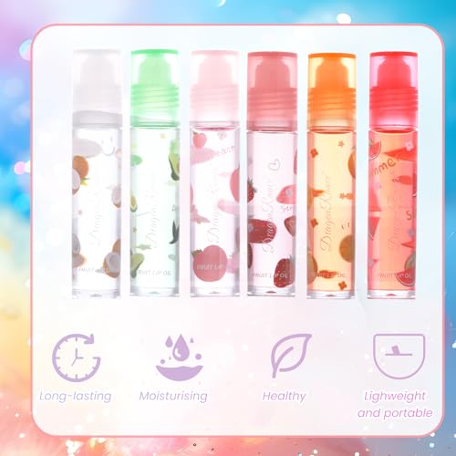 6 Pieces Roll-on Fruit Lip Oil Set,Moisturizing Lip Gloss Oil Set, Transparent Plumping Liquid Lipstick for Women and Girls Lip Care (Strawberry,Watermelon,Honey peach,Orange,Avocado,Coconut) - Image 5