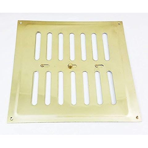 Solid Brass Hit & Miss Vent Ventilator Open Closed Shut Air Flow Grille Cover 225mm x 225mm from Ironmongery Hardware Online Cover