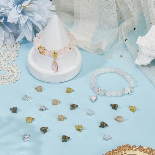 Perles papillon argentées breloques ailes style tibétain pour bijoux et colliers