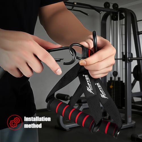 HPYGN Exercise Handle, Replacement Fitness Equipment for Pilates, Yoga, Strength Trainer, Pull Down Home Gym Red, Grey, Blue Working Out Handle