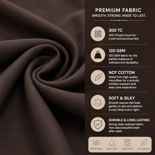 Image of Blue Strip Fitted Bedsheet with 2 Pillow Covers, Dark Brown, Polycotton, King Size 72x78 Inch, 8 Inch Deep Pocket, Fits Double, Queen & King Beds