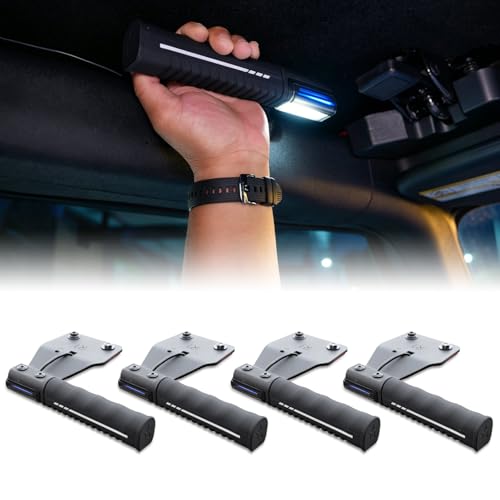 Aigmux Grab Handles with Lights for Ford Bronco 2021-2026 4Door Silicone Anti-Slip Bright Grip with Lights Front Seat 4 Door Soft & Hard Top Bronco Interior Accessories (NOT Fit for Raptor/Sport)