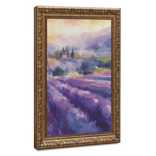 Toile aquarelle violet pour apaiser l'ambiance d'une chambre à coucher adulte