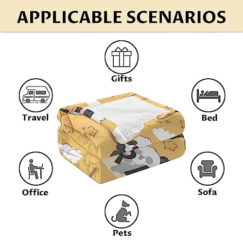 Personalized Panda Blanket Gifts with Name - 30"x40" Cute Throw Blanket for Kids, Adults - Yellow Soft Fuzzy Blankets for Couch & Office