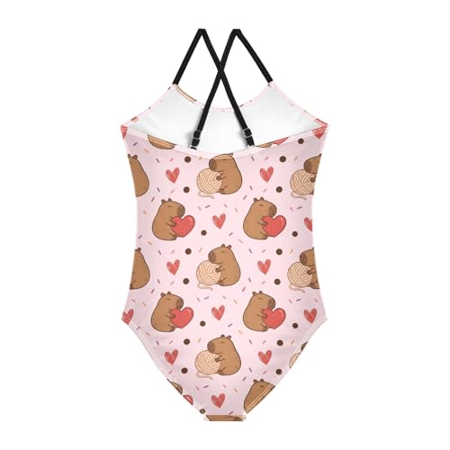 Image of Girls One Piece Swimsuits, Lion Beach Bathing Suit Sport Halter Swimwear, 3T