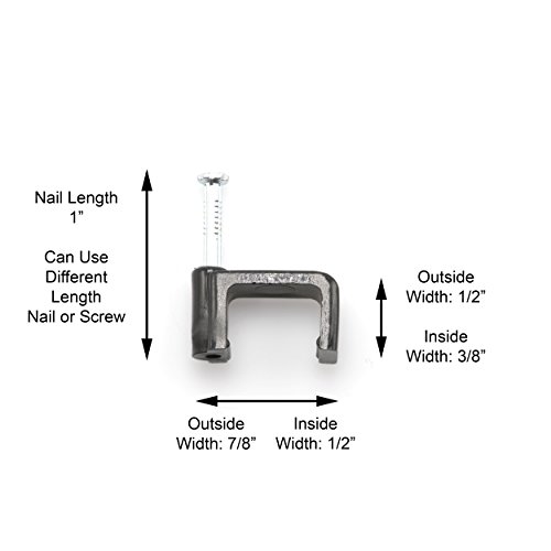 The Cimple Co - Dual, Twin, Or Siamese Coaxial Cable Clips, Cat6, Electrical Wire Cable Clip, 1/2 In Nail Clip And Fastener, Black (100 Pieces Per Bag) #TOP3