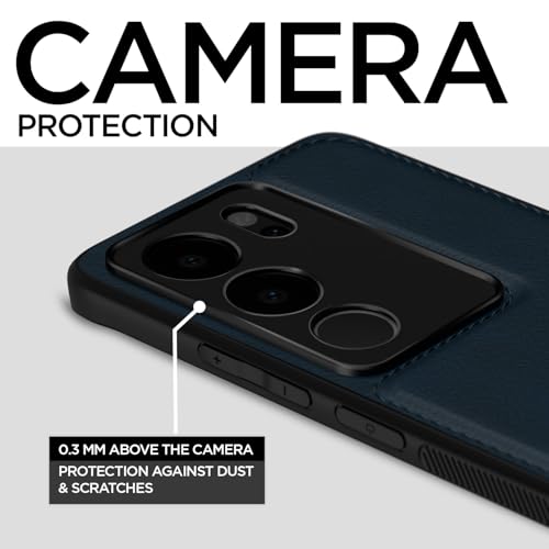 Image of Pikkme Vivo V29 / V29 Pro 5G Back Cover | Flexible Pu Leather | Full Camera Protection | Raised Edges | Super Soft-Touch | Bumper Case for Vivo V29 / V29 Pro 5G (Blue)