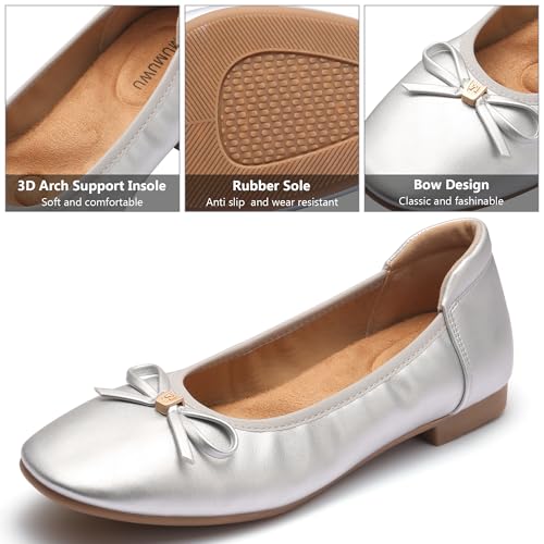 Image of Women's Comfortable Round Toe Bow Ballet Flats Shoes