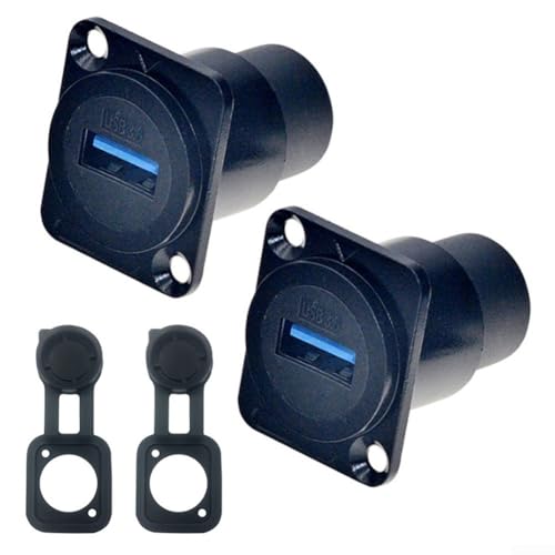 Confezione da due accoppiatori USB 3 0 per montaggio a pannello prestazioni affidabili con caratteristiche di installazione rapida nero