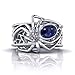 icedout 2.50 Ct Oval Cut Blue Sapphire Diamond Wedding Openwork Filigree Band Unique Design Gothic Spider Web Ring For Men 14K White Gold Plated 925 Sterling Silver Handmade Antique Rings For Gift