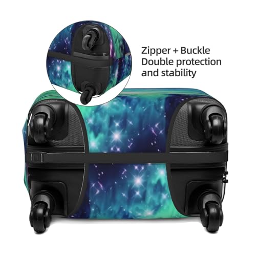 Green Blue Purple Galaxy Print Luggage Suitcase Covers Elastic Washable Luggage Protector Luggage Covers For Suitcase4