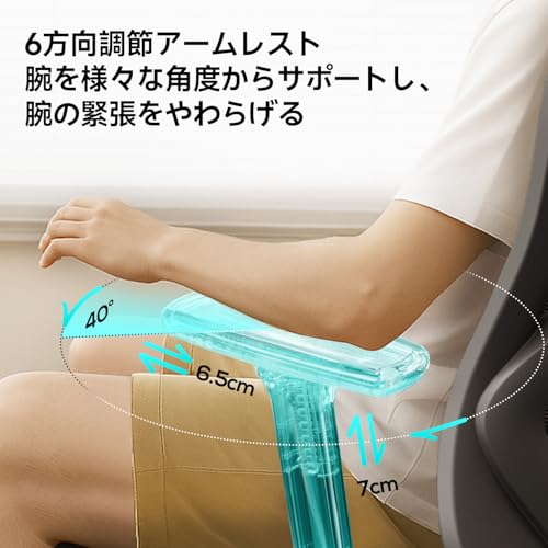 HBADA P3 Office Chair, Desk Chair, 3D Armrest, 3D Headrest, Lower Back Pain, Lumbar Support, High Back, Mesh, Approx. 145° Reclining, Footrest Included, Breathable, 360° Rotation, Seat Elevation