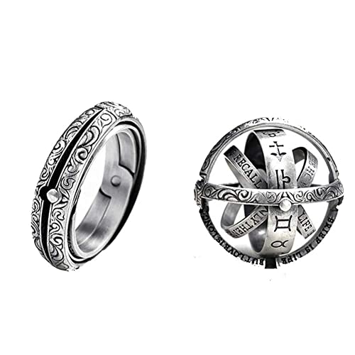 JAJAFOOK Astronomical Sphere Ball Deformation Ring Cosmic Finger Ring Lover Gifts, Alloy Rings