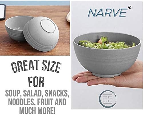 NARVE 16 Piece Wheat Straw Dinnerware Sets | Unbreakable, Microwave Safe, Dishwasher Safe | Lightweight Dinnerware Set | Reusable, Dorm Room Essentials, Dishes Set For 4 | Dishes | Dish Set, Grey
