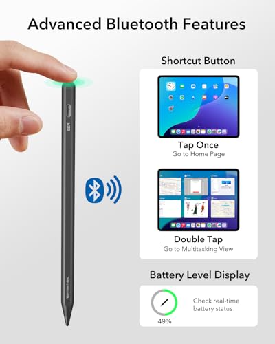 Image of ESR Geo Digital iPad Pencil Findmy Compatible with Apple iPad 2018-2026,with Easy Shortcuts for Apple iPad A16 /10 /9 /8 & Air 13 /11 & Pro 12.9 /13 /11 & Mini 7 /6 /5,Black(No Wireless Charging)