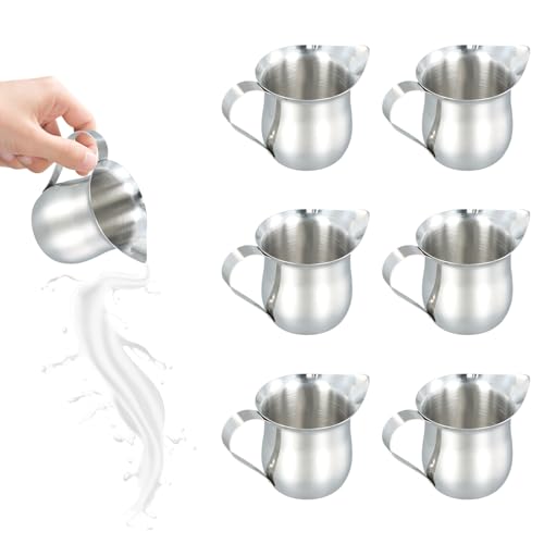 6 Pezzi Bricco Latte in Acciaio Inox, Mini Lattiera 90ml, Lattiera Piccola Bricco per Latte, Bricco da Latte da Cucina, Lattiera per Latte Salse Cappuccino Barista Café Macchiato Art Milk Pitcher
