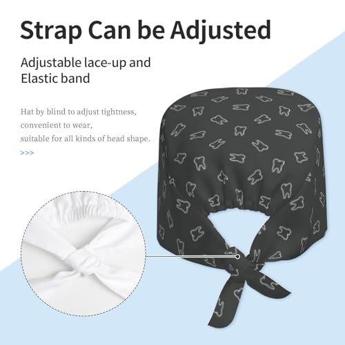 Image of Working Cap Scrub Cap with Sweatband Adjustable Unisex Women Tie Back Hat Nurse Surgical Caps