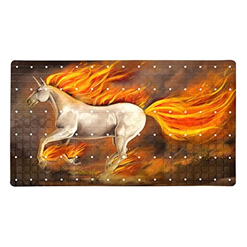 Tapis de baignoire antidérapant licorne feu 41x71 cm