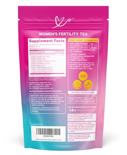Image of Pink Stork Organic Fertility Tea for Women, Mixed Berry, 15 Sachets