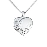 Herz Medaillon Foto Silber 925 antik Vintage Herzkette Herz Anhänger zum Öffnen mit Kette inkl. GRATIS Luxusetui Herz Herz Amulett Medailon aufklappbar aufklappen für FF100-1 SS92545