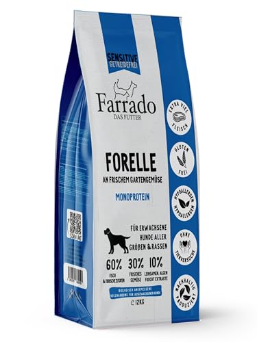 Hundefutter getreidefrei & glutenfrei – Trockenfutter mit Forelle für Ihren Hund von Farrado (12kg)